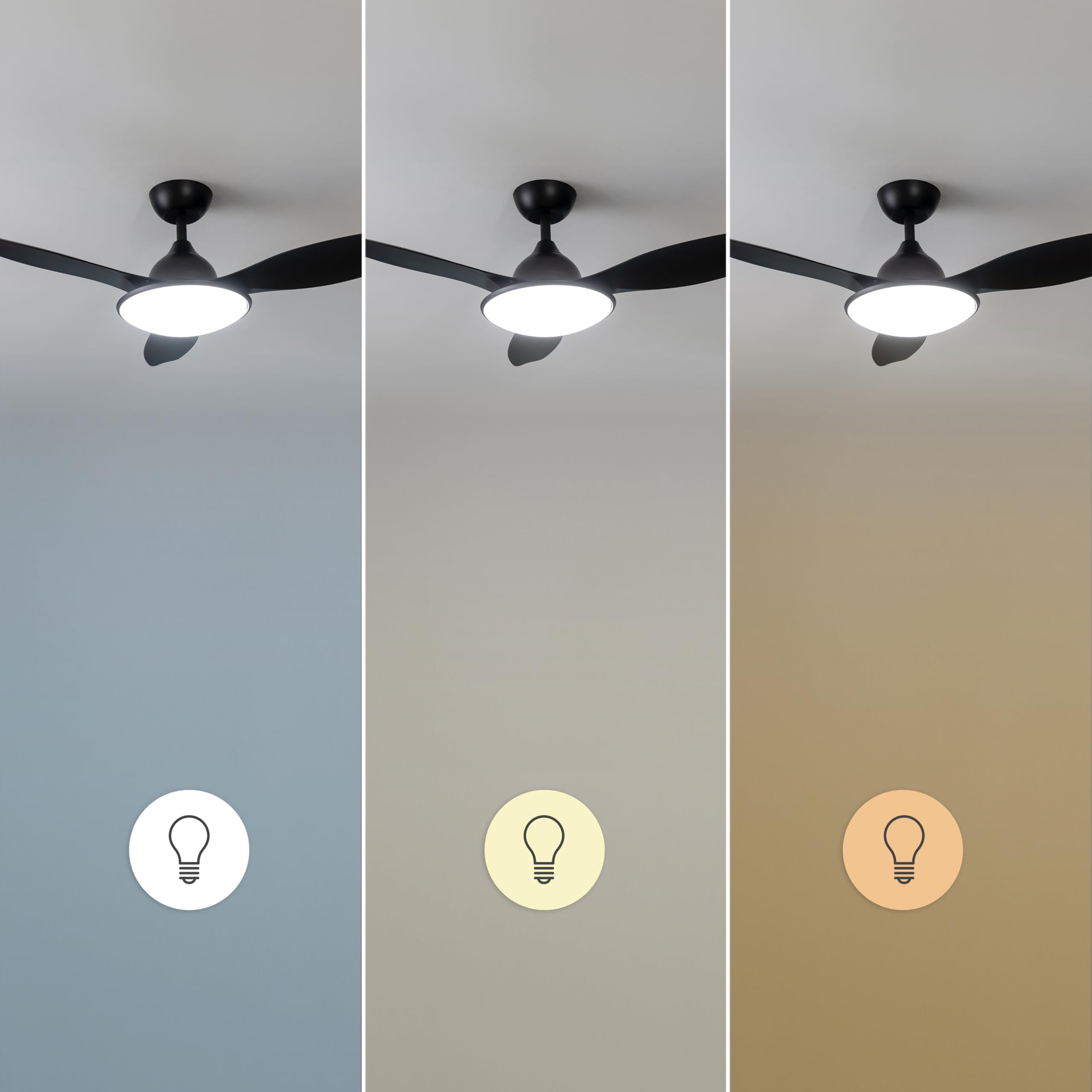 Cecotec Ventilador de Techo con Luz EnergySilence 4800 Light Black. 36 W, Motor DC, Diámetro 48”, Luz LED de 36W, Mando a distancia, Temporizador, 6 Velocidades y 3 Aspas | Fernbedienung, Timer bis 8 Std., 6 Geschwindigkeitsstufen, Sommer-/Winterfunktion,
