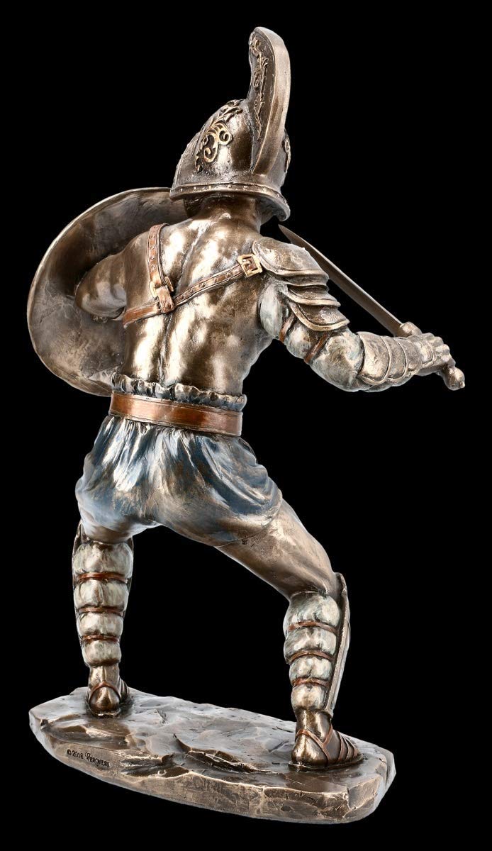 Unbekannt Romana Gladiatore Figura - Murmillo IN Campo Con Spada E Casco Veronese Figura-Decorativa, Articolo Decorazione, Scultura, Statua, H 24,5 CM