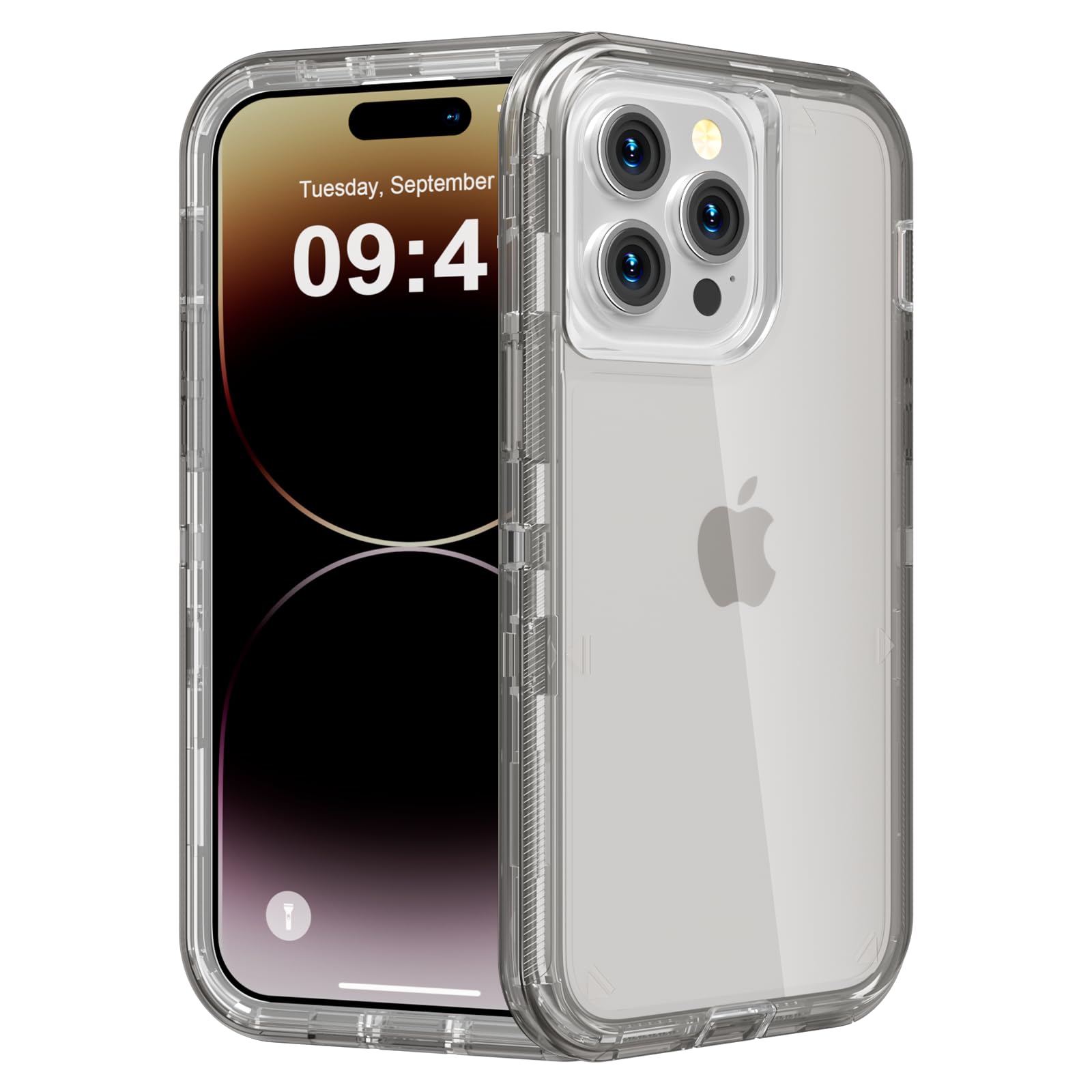 for iPhone 14 Pro Case, Heavy Duty Shockproof Protection Phone Cases, Anti-Drop, Durable Dual Layer Transparent Protective Cover Compatible with iPhone 14 Pro, 6.1 inch,Crystal Gray