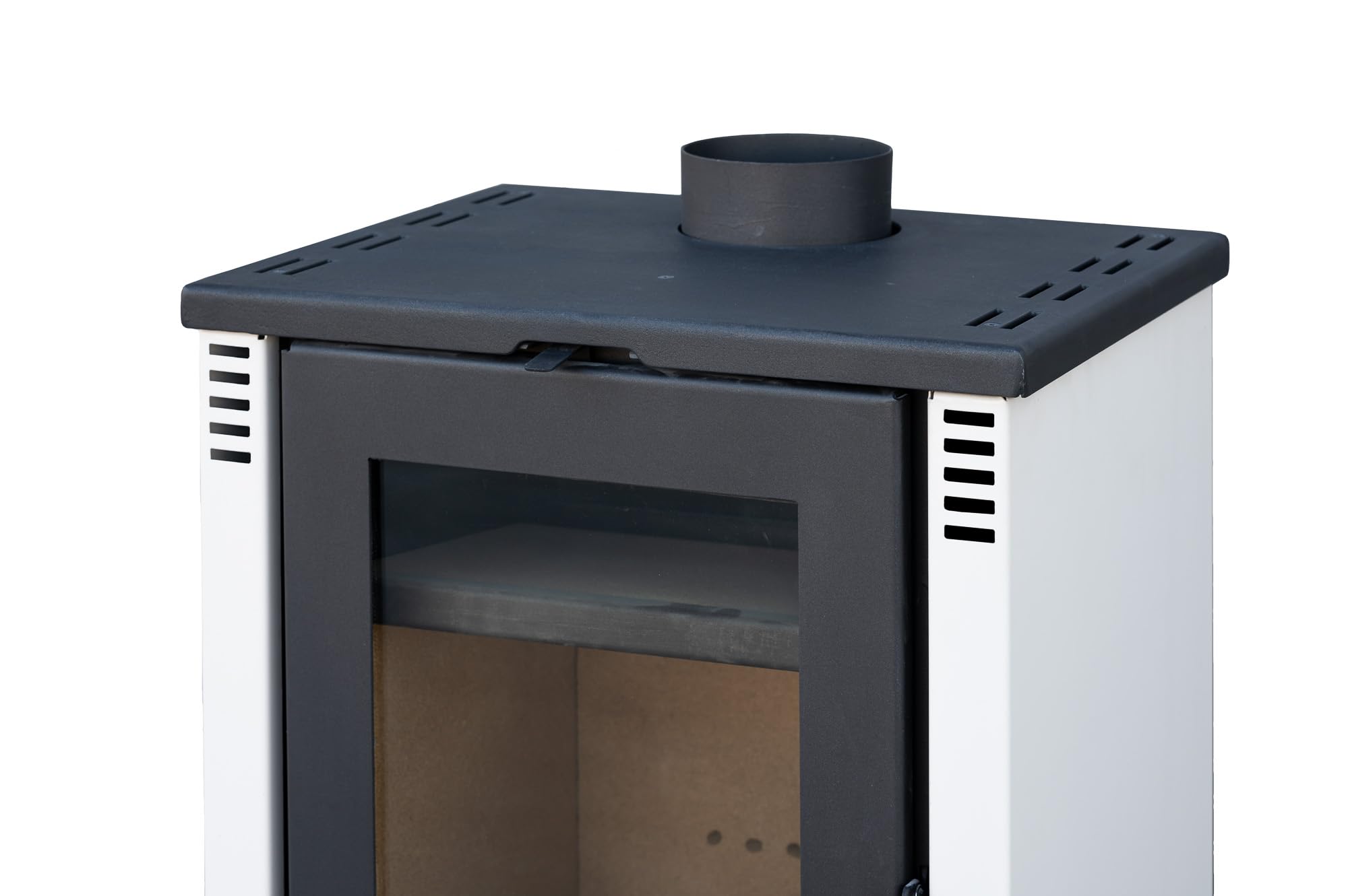 Kaminofen holzofen ALAZ K10M Weiß 10 kW, Kamin Heizofen Dauerbrandofen Holzofen, Кaminholz Hüttenofen, Кaminfeuer, Briketts Kamin, Fireplace Wood