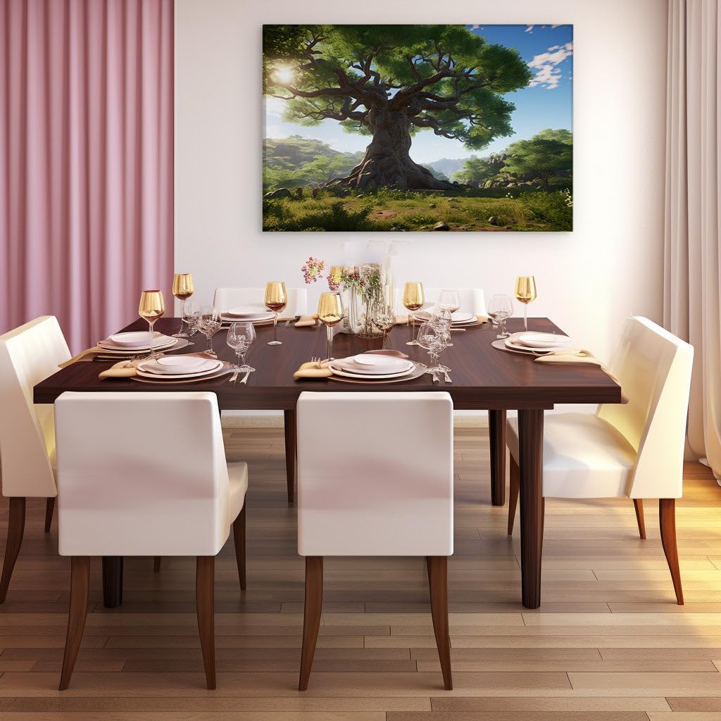 Canvas for Living room. Whispers of Nature: Finding Serenity Beneath the Majestic Tree, 27 x 18 inch Canvas Wall Art - Contemporary Masterpieces - Modern Home Decor - 69x46 cm (27x18 inch)