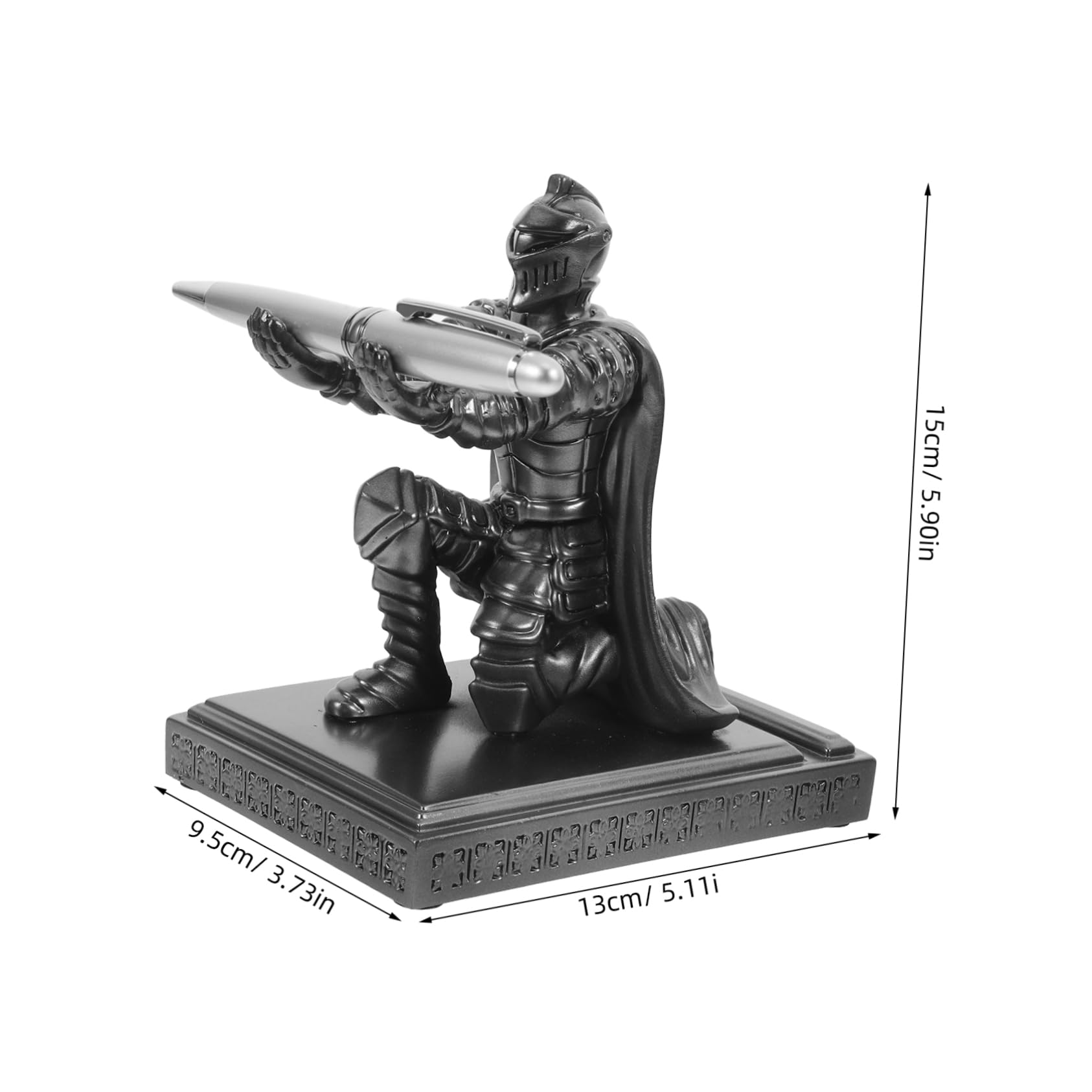 SHINEOFI 1 Set Di Penna E Display Per Penna Kit Resina Statua Del Cavaliere Portapenne Singolo Portapenne Versatile Stilografica Supporto Per Delicato Desktop Cavaliere