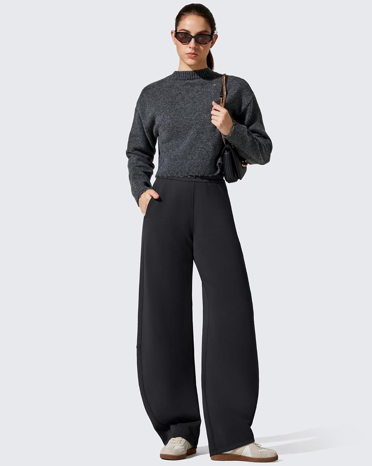 G4Free Smoofit Fleece Lined Women's Baggy Barrel Sweatpants Wide Leg Casual Pants with Pockets