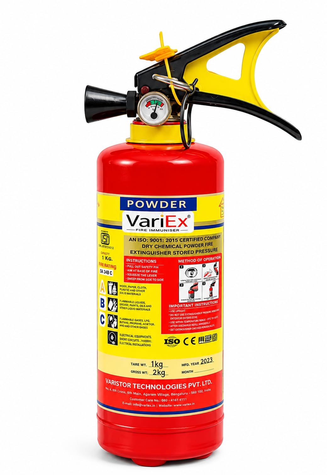 VariEx ABC Powder Type Fire Extinguisher, 2 Kg (3.5, Kilograms) (Combo) (2)-image-42