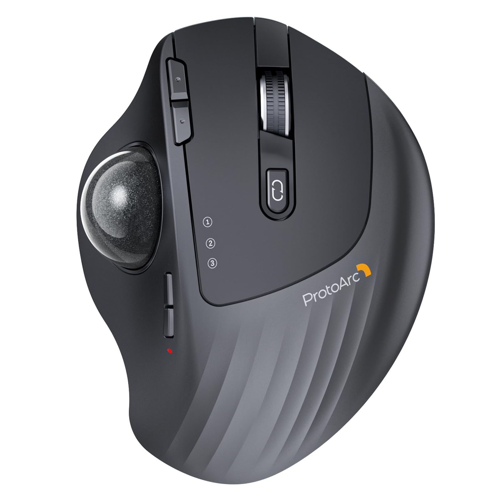 ProtoArc Wireless Trackball Mouse, EM01 NL Ergonomic Bluetooth Rollerball Thumb Rechargeable Computer Laptop Mouse, Adjustable Angle & 3 Device Connection for PC, Mac, Windows-Gray BallClimatePartner certified