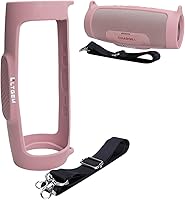 Vista 1 de LTGEM - Funda de silicona para altavoz JBL Charge 4, protector de viaje de gel suave, bolsa de goma impermeable con correa para el hombro (rosa)