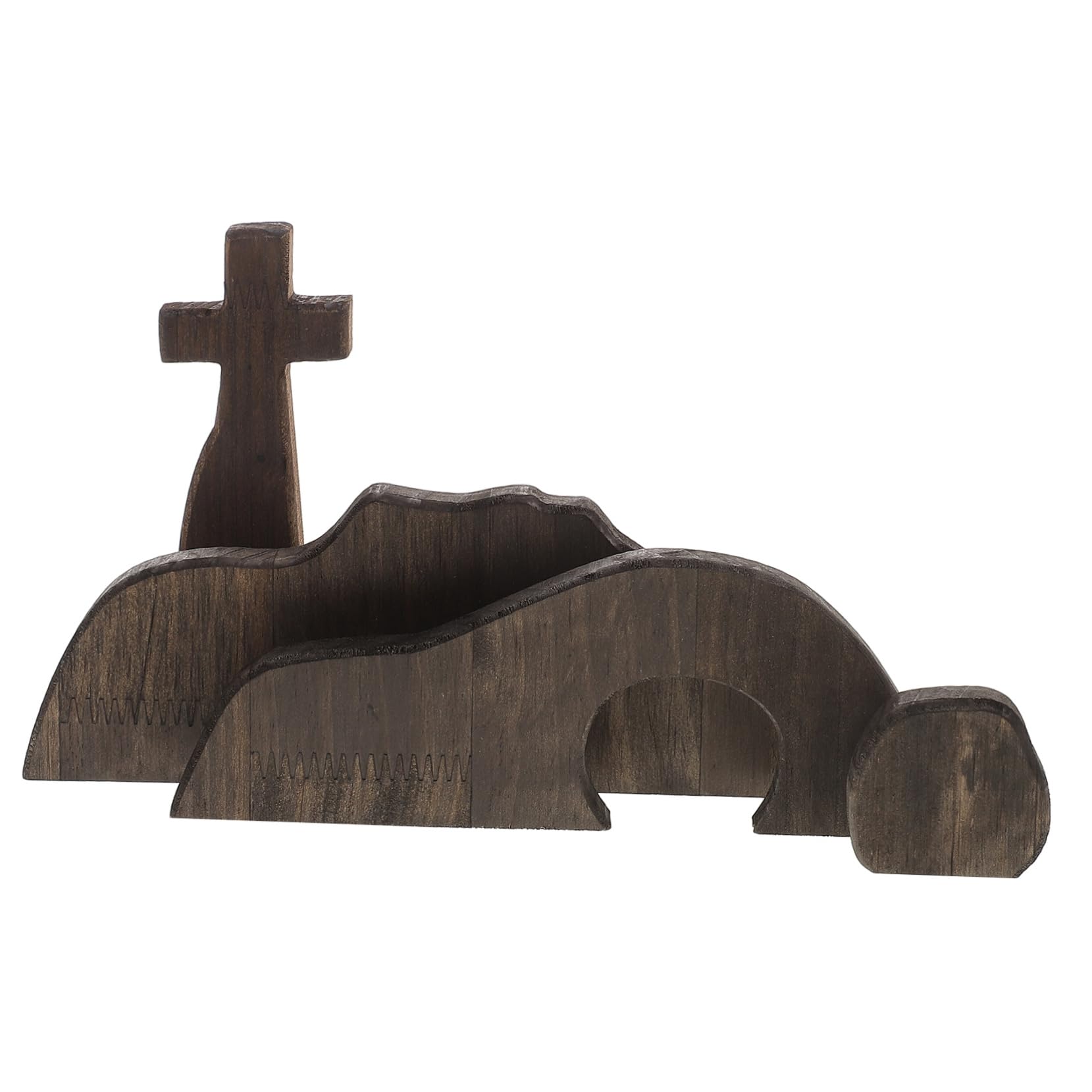 Unomor 1set Wooden Cross Decoration Easter Scene Ornaments for Home Decor Unique Jesus Tabletop Decor Vintage Design Rustic Tray Accent for Easter Celebration