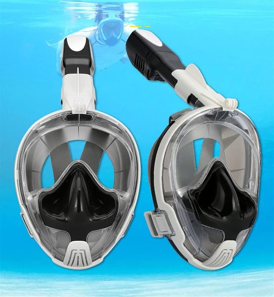 Full Face Snorkel Mask, Snorkeling Mask with Camera Mount, Panoramic 180 Degree View Dive Mask, Safety Breathing System, Anti-Fog Anti-Leak, for Adult&Kids