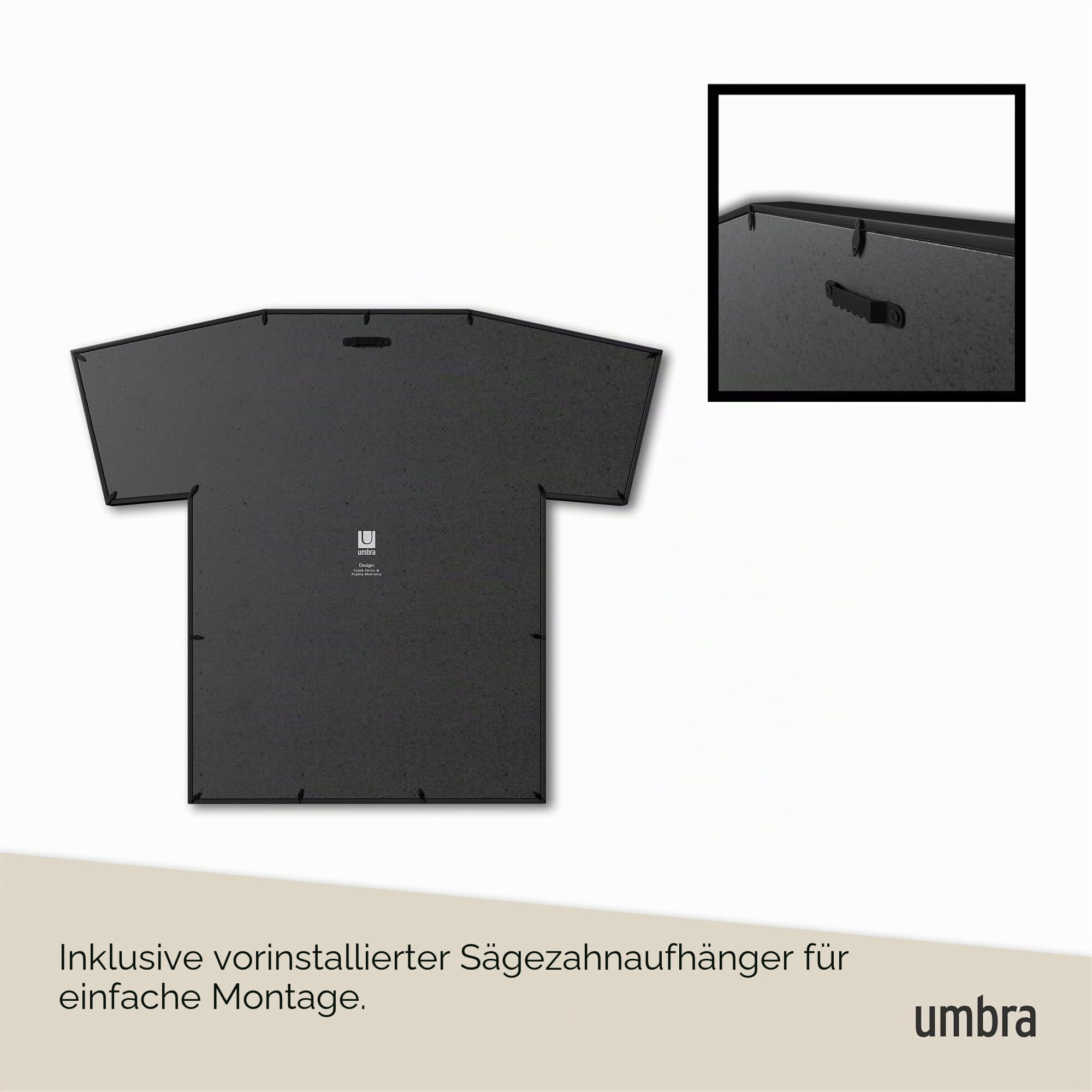 Umbra T-Frame Trikotrahmen für Jugendgrößen – Rahmen für T-Shirts & Fußballtrikots, Schwarz