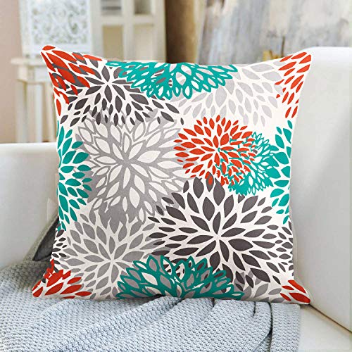 Emvency Throw Pillow Cover Blue Aqua Orange Gray And Floral Anchors Decorative Pillow Case Home Decor Square 16 X 16 Inch Pillowcase #TOP1