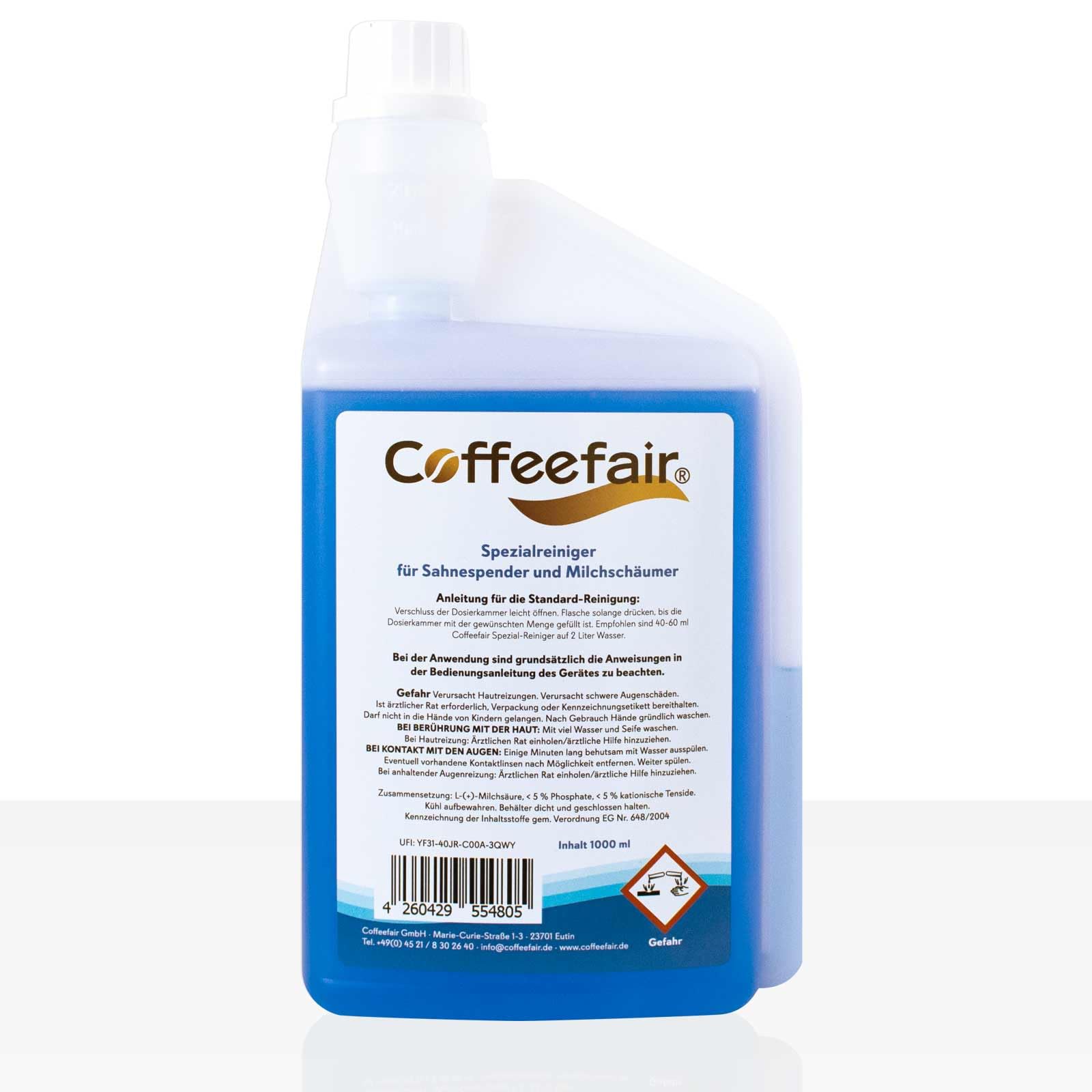 Coffeefair Milchschaumreiniger Universal 10 x 1l blau, Milchsystemreiniger für Kaffeevollautomaten, intensive & nachhaltige Reinigung, ergiebig, alle Marken