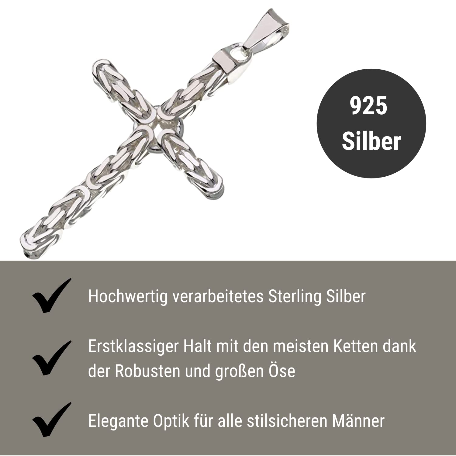Anhänger Kreuz Königskette 3,5mm Kettenanhänger - 925 Silber