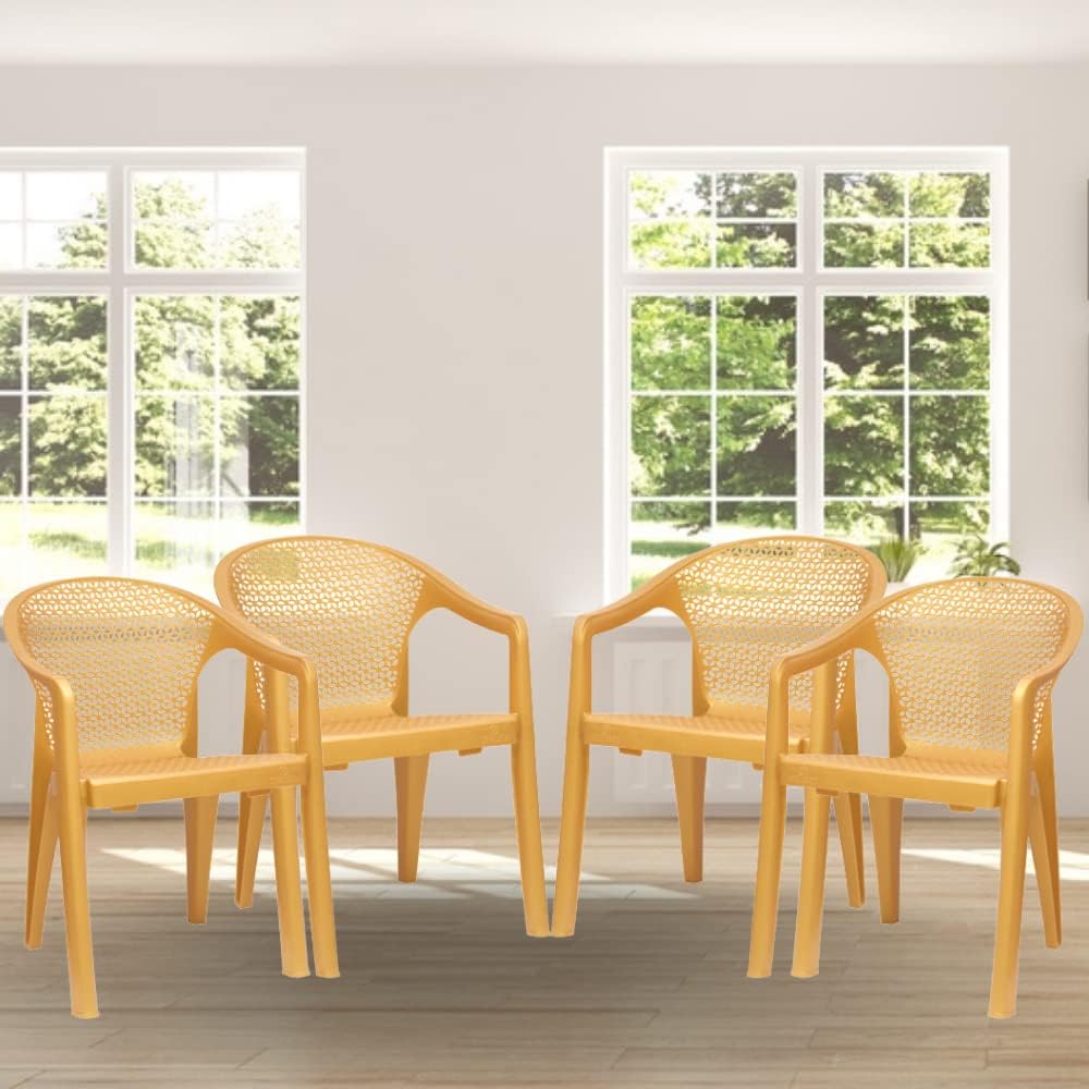 ITALICA Oxy Plastic Arm Chair for Home/Glossy+Matte Finish Chair for