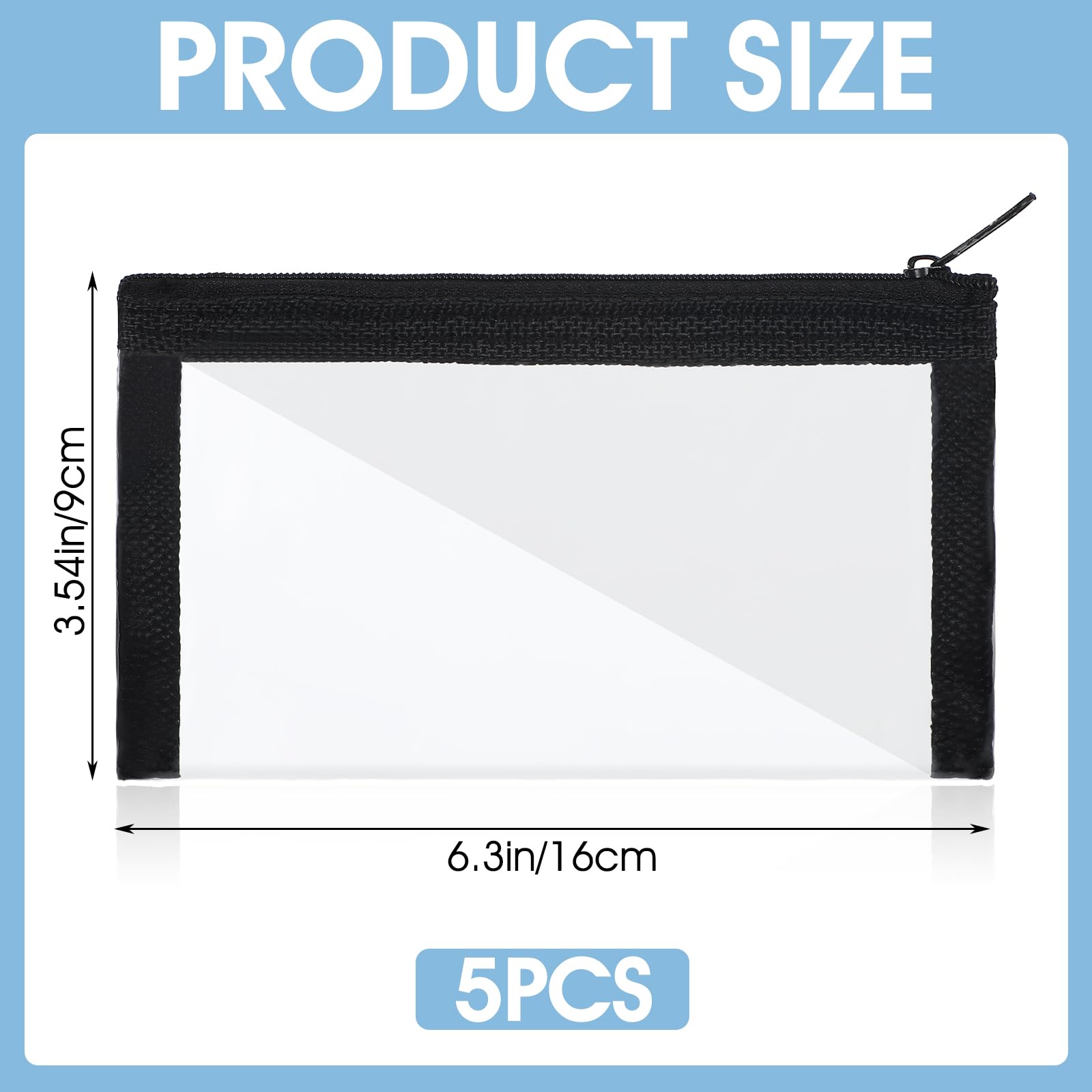 Transparante zakken met ritssluiting - 20 x 12 x 5 cm PVC opbergtas
