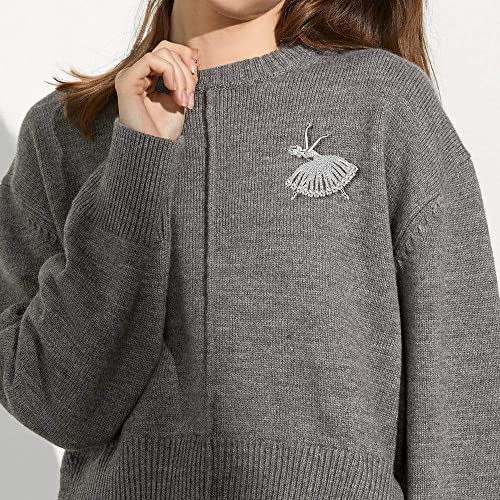 Dancing Girl Brooch Pin Corsage, Sweater Dress Shawl Cute Jewelry Accessory Decor for Birthday Party Christmas Gift (Silver)4