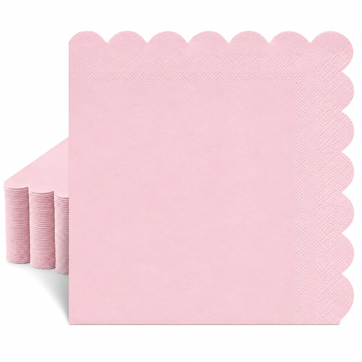 Pink Napkins, 40 Pack Scalloped 2-Ply Paper Serviettes