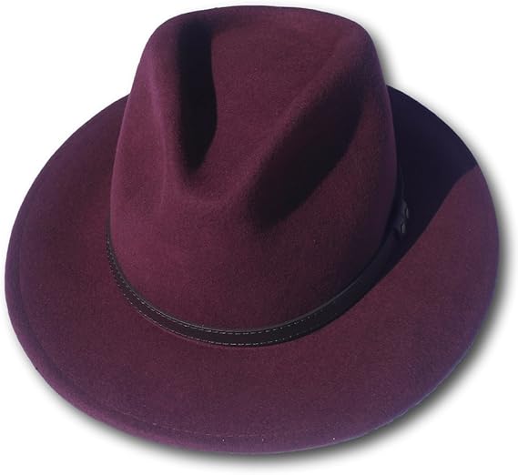 burgundy wide brim hat