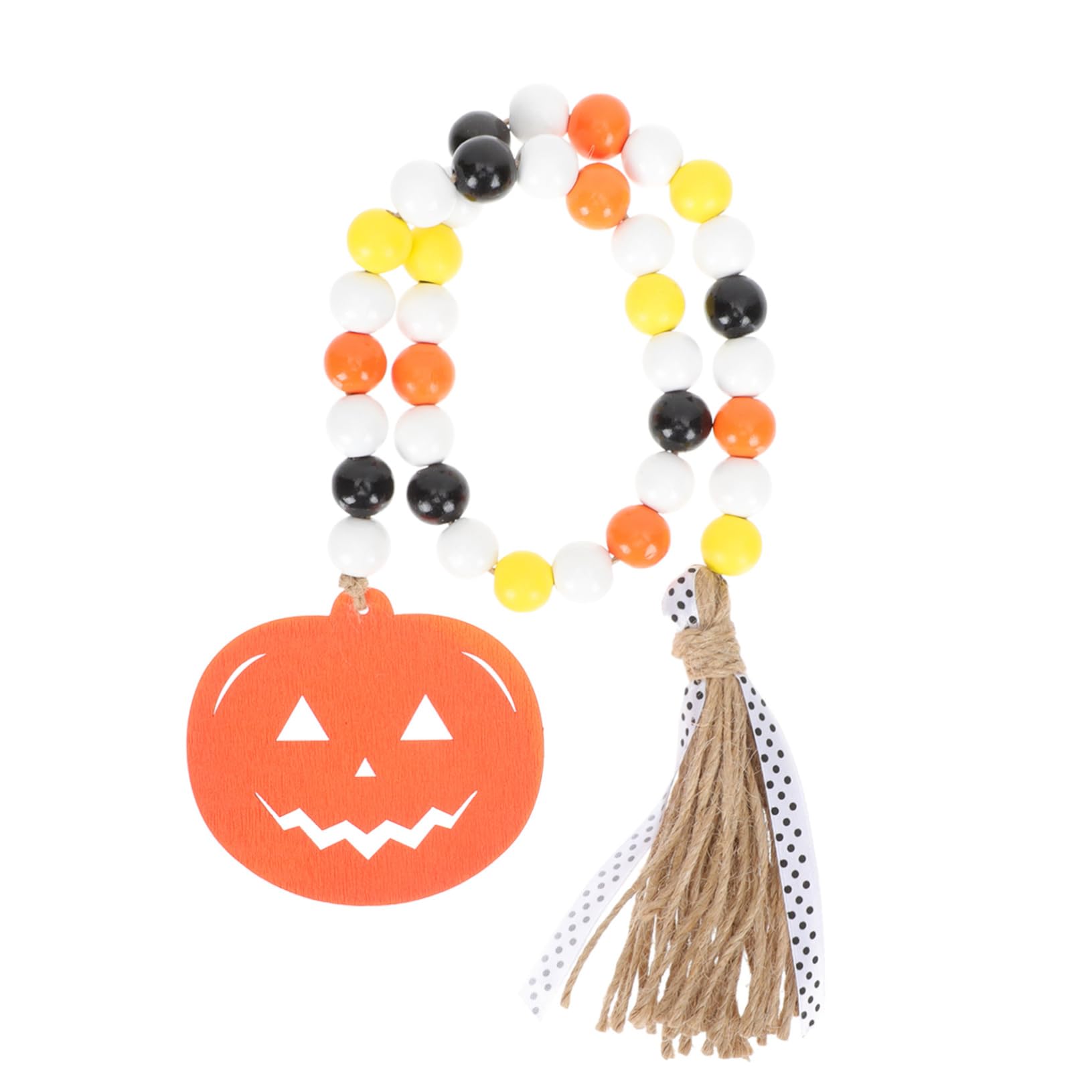 ifundom Halloween Wooden Bead Garland with Tassels Colorful Bead String Decor for Home Crafts for Hanging Trees Walls and Shelves Rustic Chic Decoration for Fall Festivities