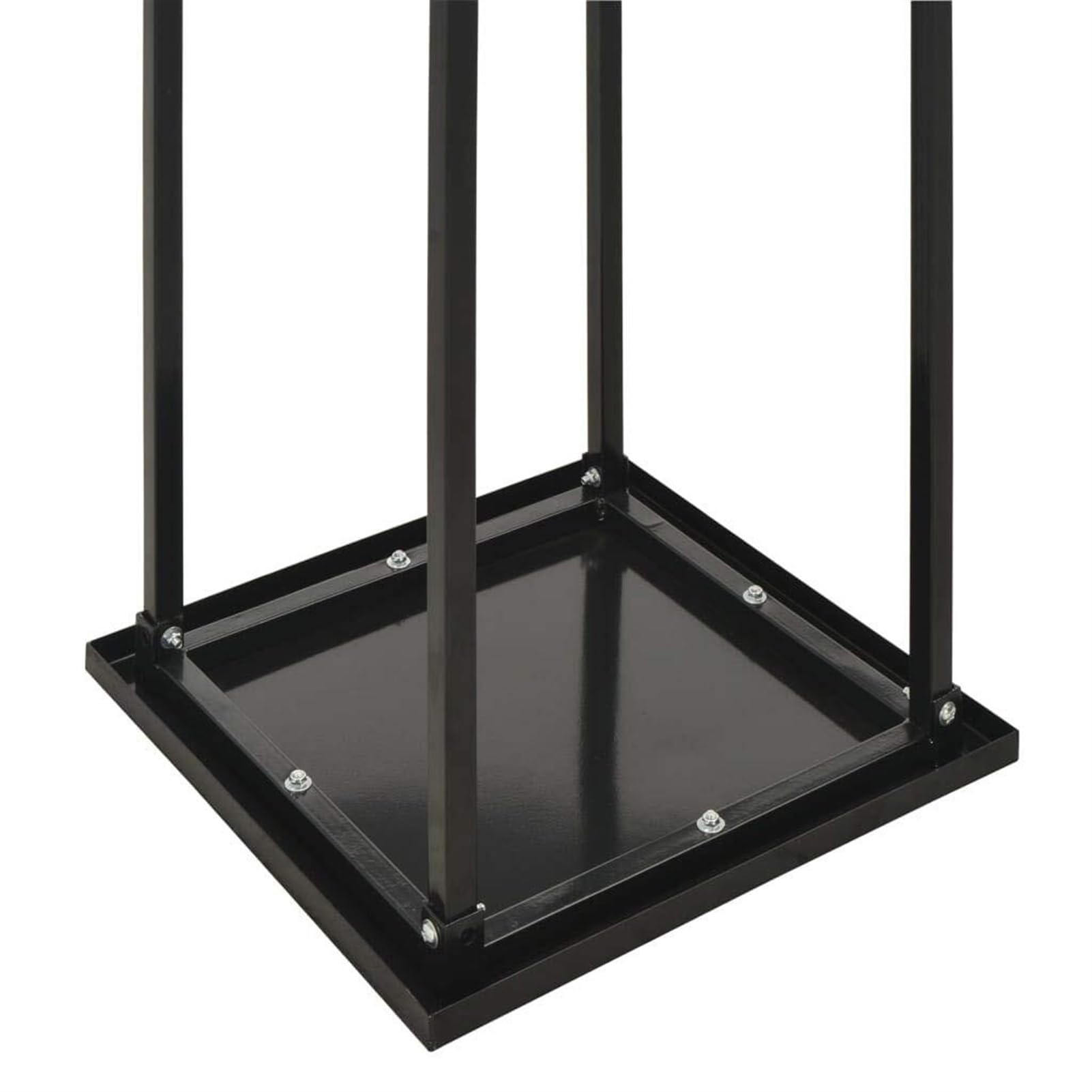 Portalegna con base nera 37x37x113 cm in acciaio, portalegna, scaffale portalegna, portalegna in metallo con ventilazione for esterni o interni, set portalegna