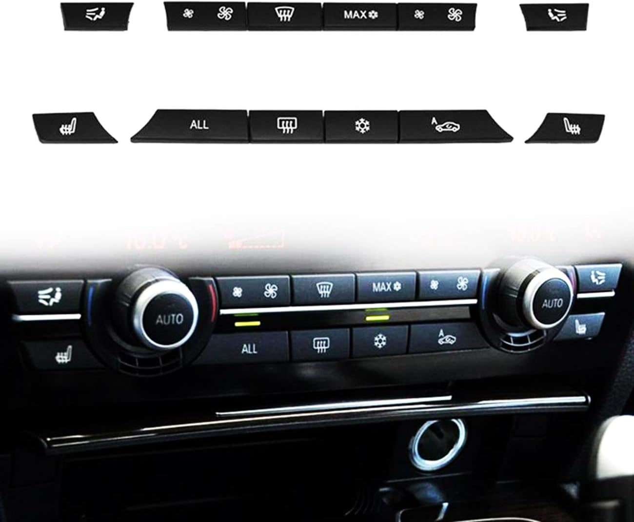ALAVENTE 12PCS Air Conditioning Button Covers Key Caps Repair Kit for BMW 5 6 7 X5 X6 Series, A/C Heater Button Switch Cover Control Button Replacement