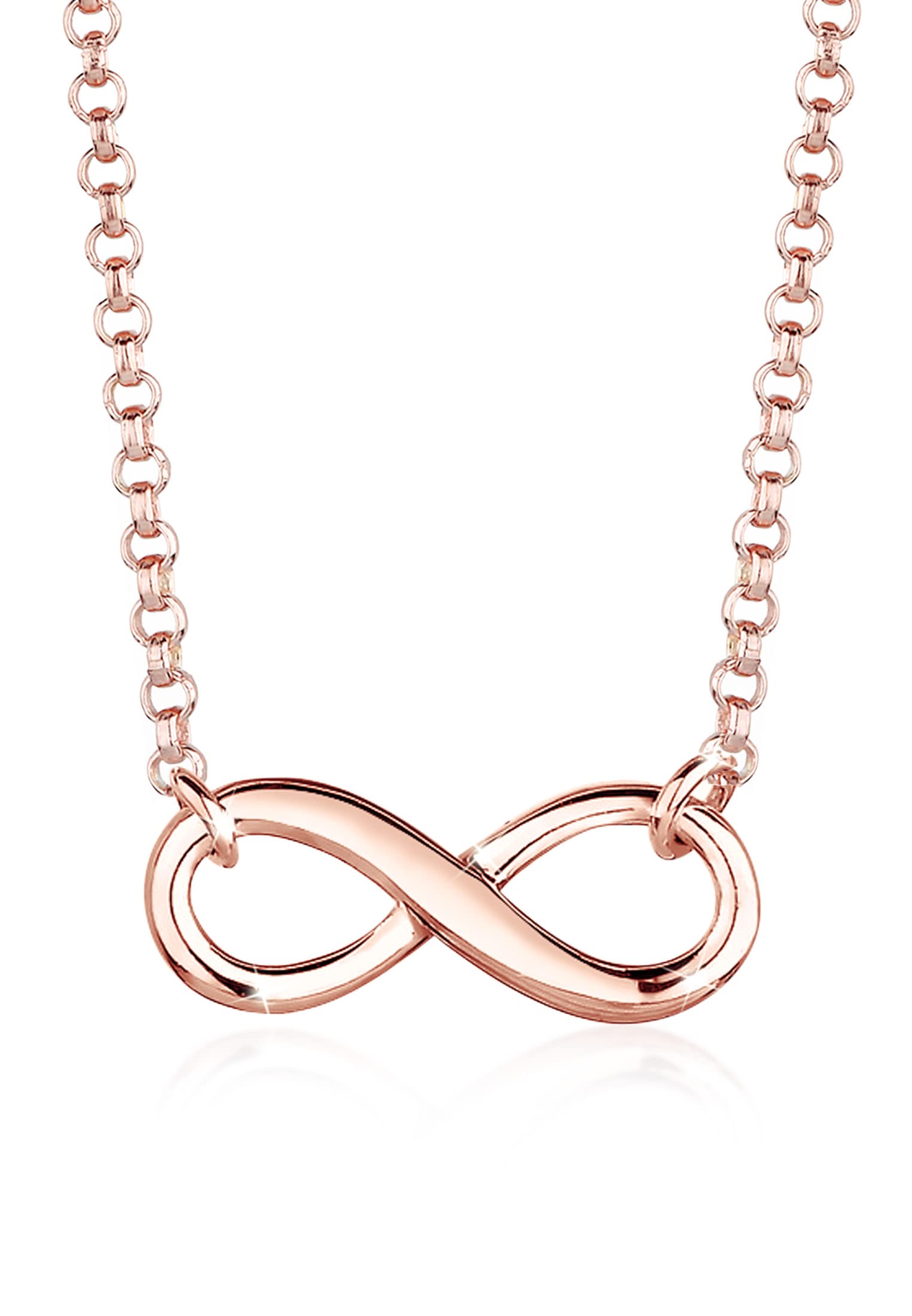 Elli Women's 925 Sterling Silver Rose Gold Plated Infinity Symbol Pendant Love Friendship Necklace - 38cm length