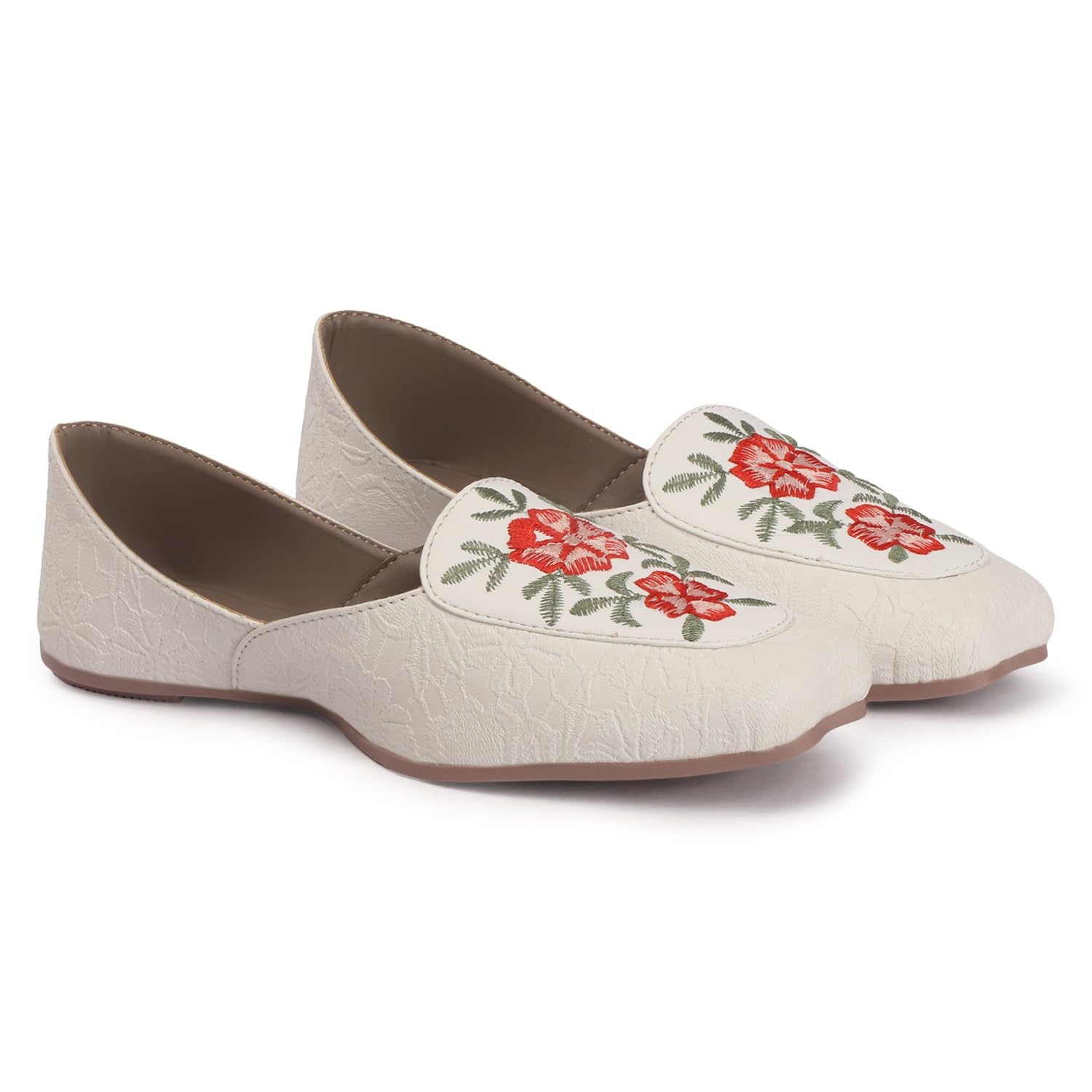 Women's Synthetic Floral TPR Sole Slip-On Front Closed Flat Casual Bellies Shoes for Girls and Women-image-18