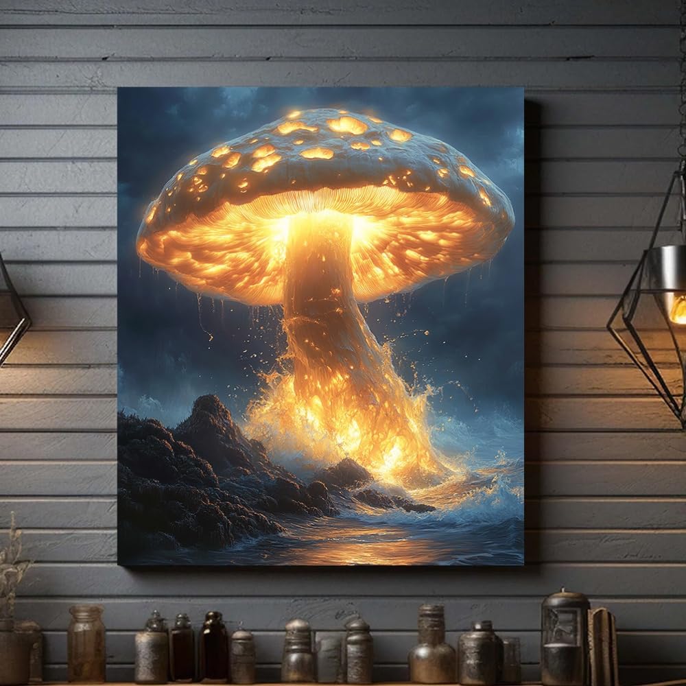 Trdmcfbn Wall Decor, Fantasy Fungi Canvas Print, Home Decoration Painting, Canvas Wall Painting(30x40cm/With frame)