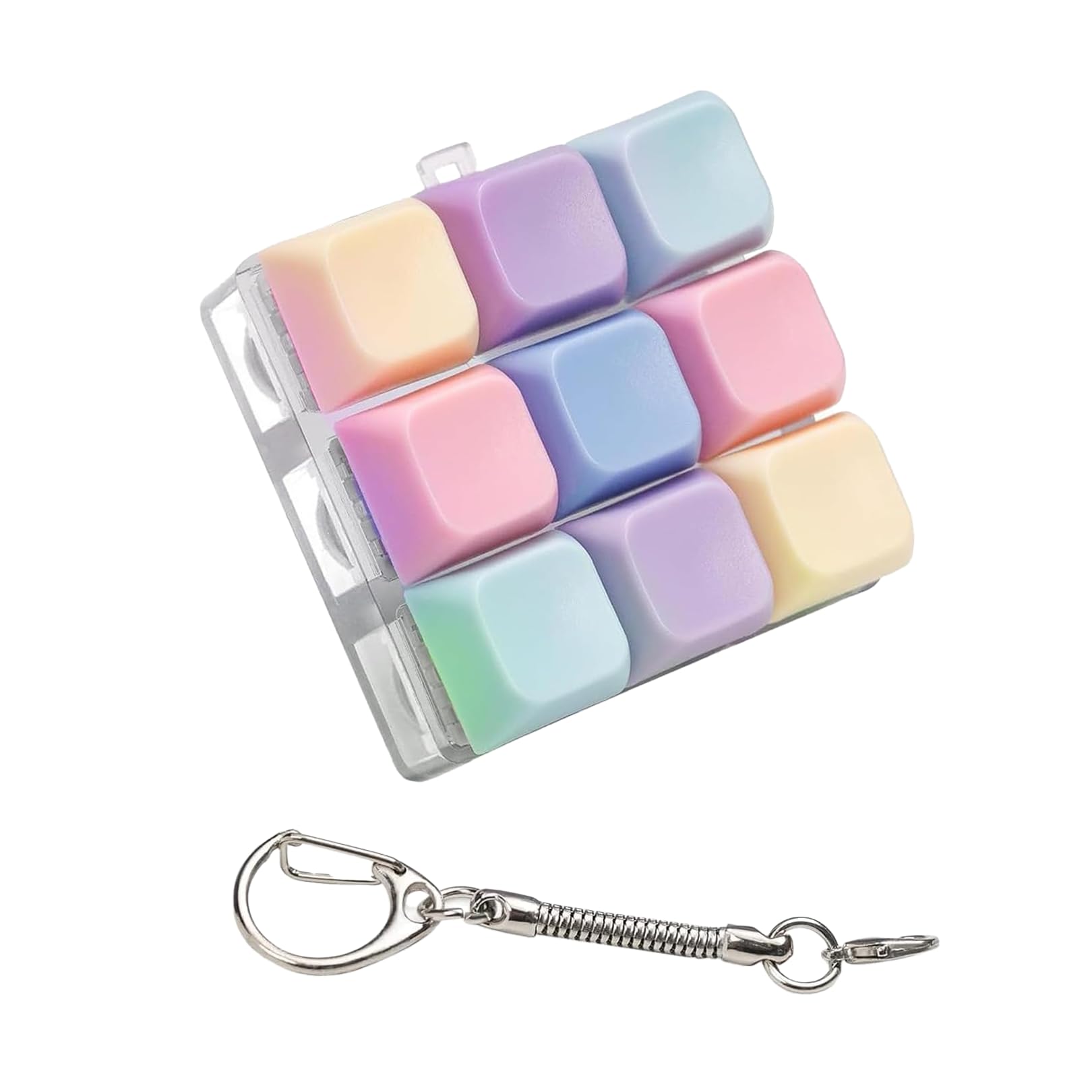 Keyboard Fidget Toy,four color Mini Keyboard Key Board Clicker Fidget Toy,9 Buttons with Keychain for Adult Kid Alleviate stress reduce anxiety Multi-Functional Fashional Functional Gift,Portable