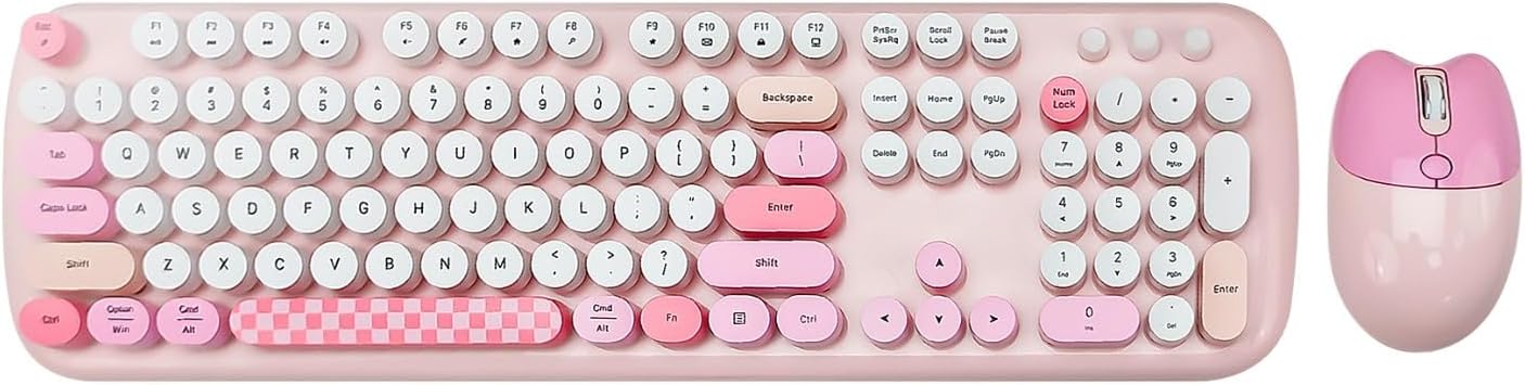 SaharaCase - Wireless Keyboard & Mouse Combo with Silent Click | Colorful 104 Keys Full Keyboard | USB & Type-C Adapter (Yellow)