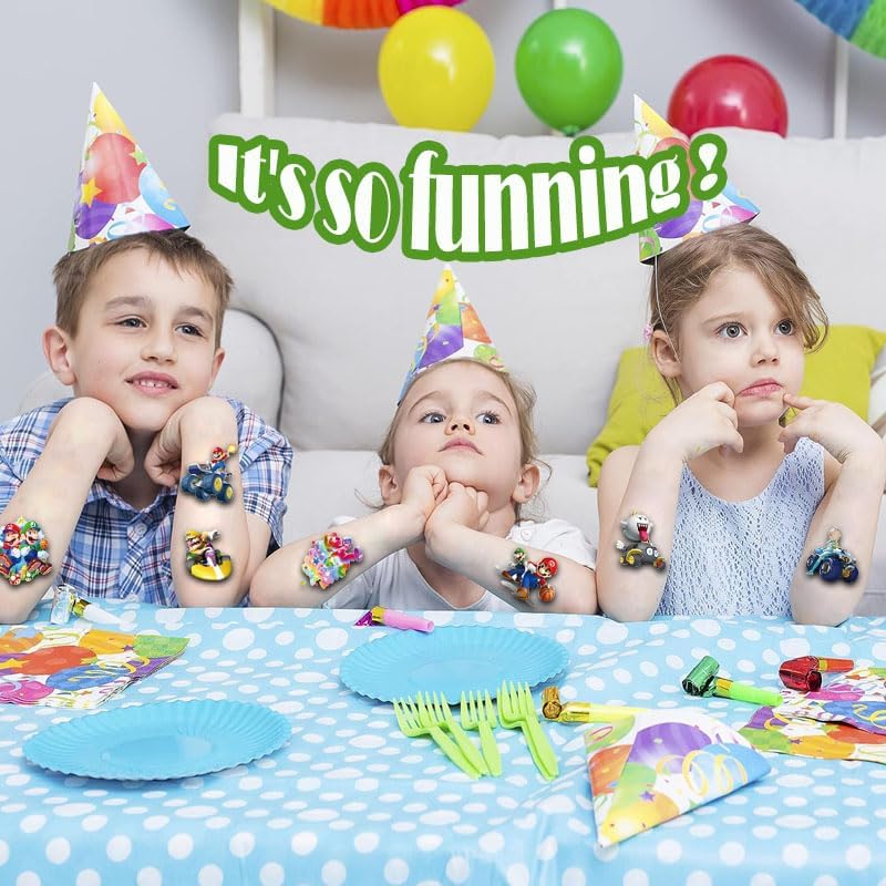 Miniatura 6 de 60 calcomanías de tatuaje temporales de Mario, suministros de fiesta de cumpleaños de Mario, regalos de fiesta de Mario, calcomanías de tatuaje