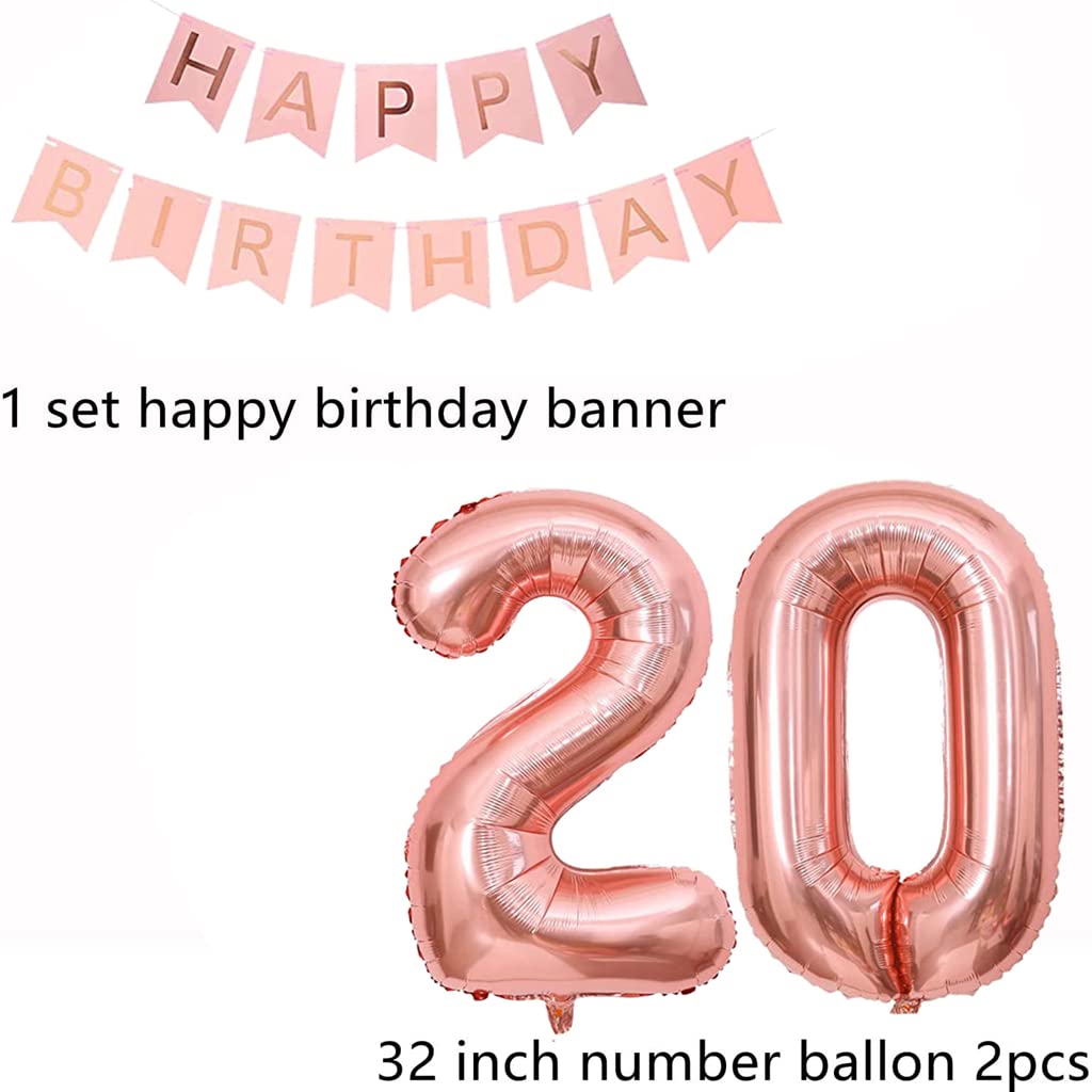 20 anni Compleanno Decorazione Donna, Palloncini 20 anni Oro Rosa Nero, Palloncino 20 Compleanno Oro Rosa 20 Compleanno Oro Rosa Nero Deco Set Palloncini 20 Compleanno Festa Deco