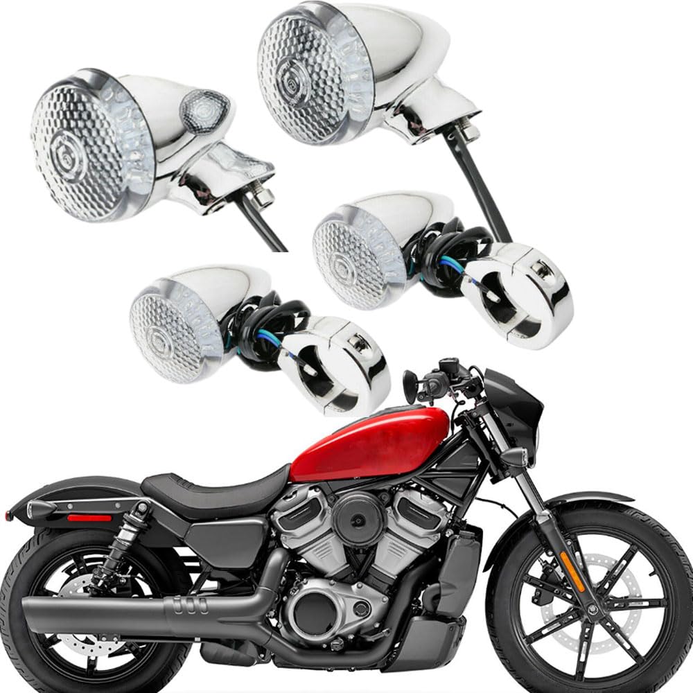 Wskaźniki motocyklowe Riloer 4 szt. motocyklowe kierunkowskazy kierunkowskazów kierunkowskazów dla większości motocykli z 39 mm zaciski montażowe osłona, przezroczysta