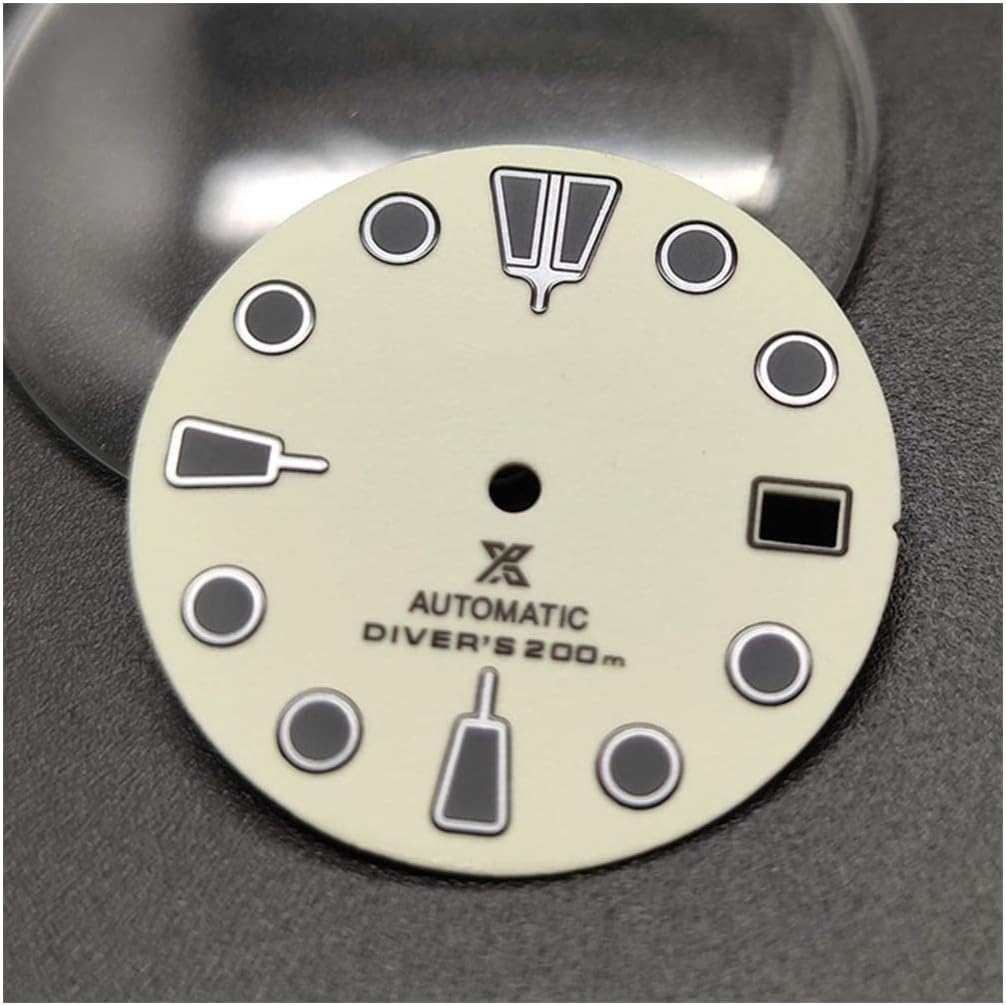 części mechanizmu zegarka, zamienna tarcza zegark Tarcze zegarków ze stali nierdzewnej 28,5 mm Tarcza zegarka Zielona świecąca tarcza Części zamienne Akcesoria do zegarków do tarcz NH35