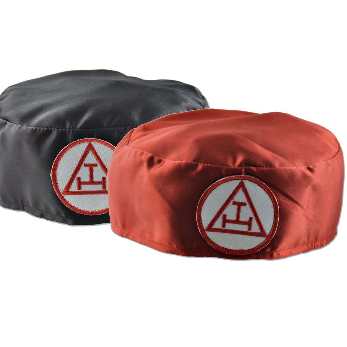 BRICKS MASONS Royal Arch Chapter Crown Cap - Red & Black Satin Triple Tau Insignia 8 Black