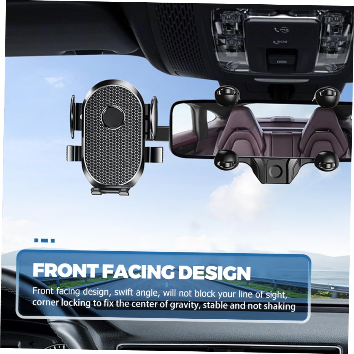 Supporto Auto Specchietto Retrovisore Rotazione Smartphone GPS in Resistente per e Video