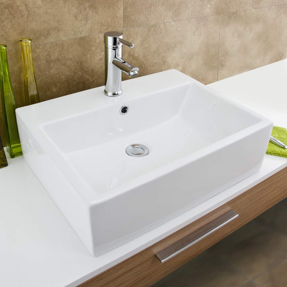 Europa White Zeus 520X410 1Th Ceramic Counter Top Basin A58