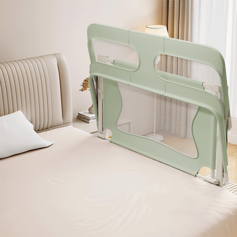 Kedia 1 reja para cama de bebé, valla plegable, riel de cama, barrera de protección para cama infantil para niños, protección contra caídas (verde-120 x 50 x 105 cm)