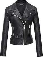 Tanming Women's Faux Leather Moto Biker Short Jacket - Soft Vegan Pleather, Slant Zipper, Multi-Color Casual Coat