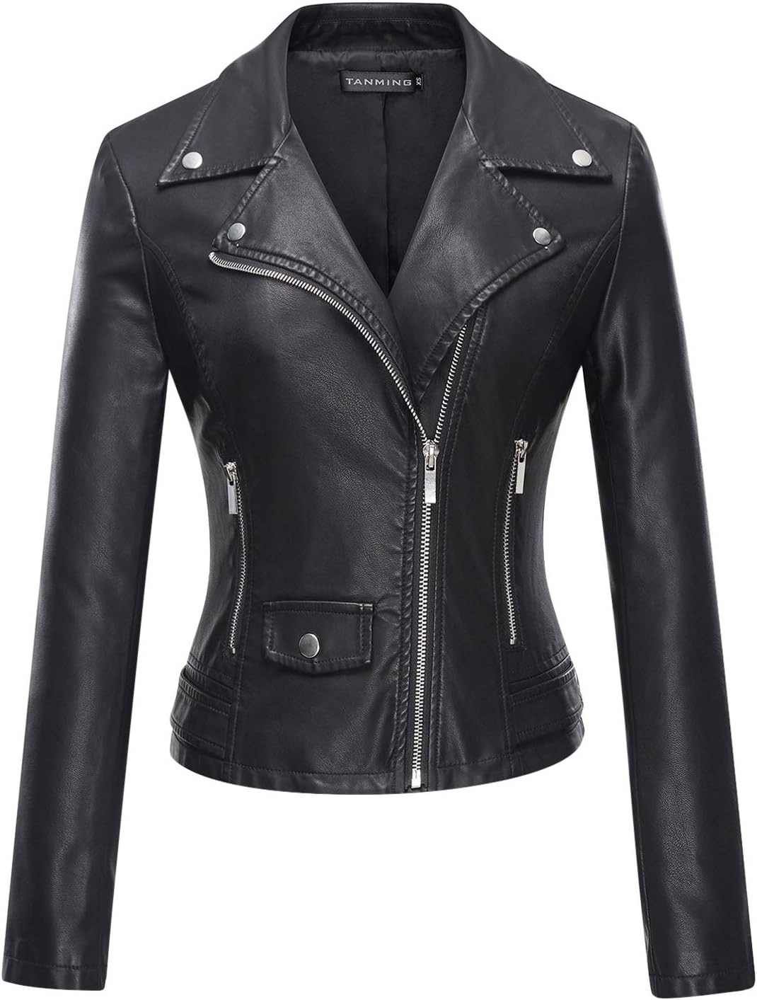 Women's Faux Leather Moto Biker Short Coat Jacket