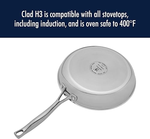 Miniatura 7 de HENCKELS Clad H3 - Juego de ollas y sartenes antiadherentes de cerámica de inducción, acero inoxidable, duradero y fácil de limpiar