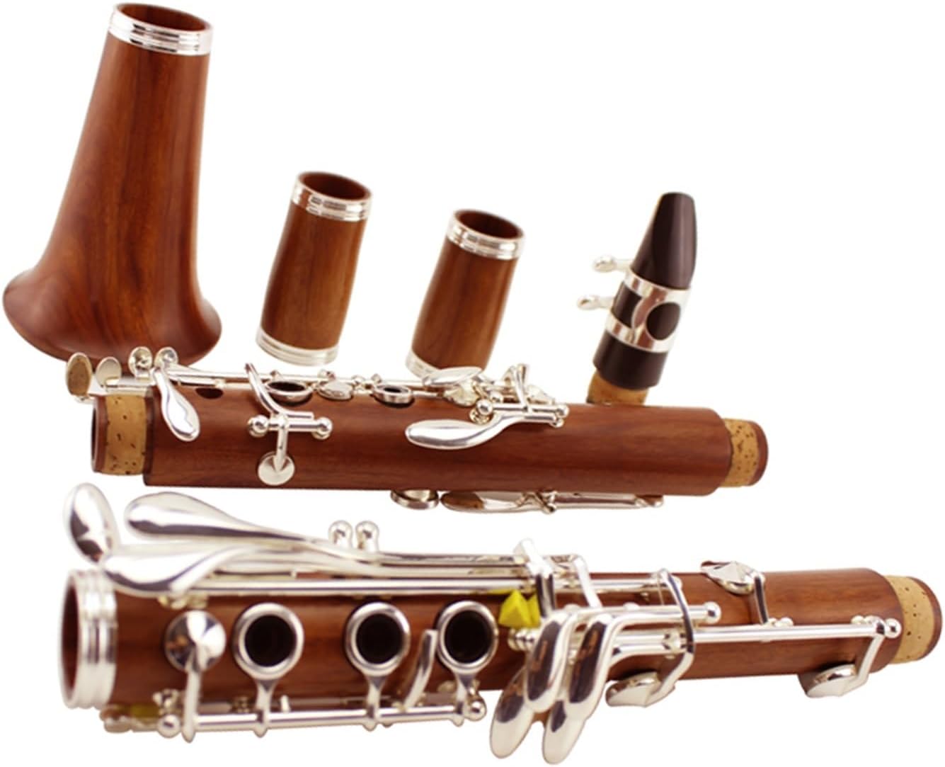 Rosewood Clarinet Instrument B Flat Key Silver Plated Performance Clarinet Instrument