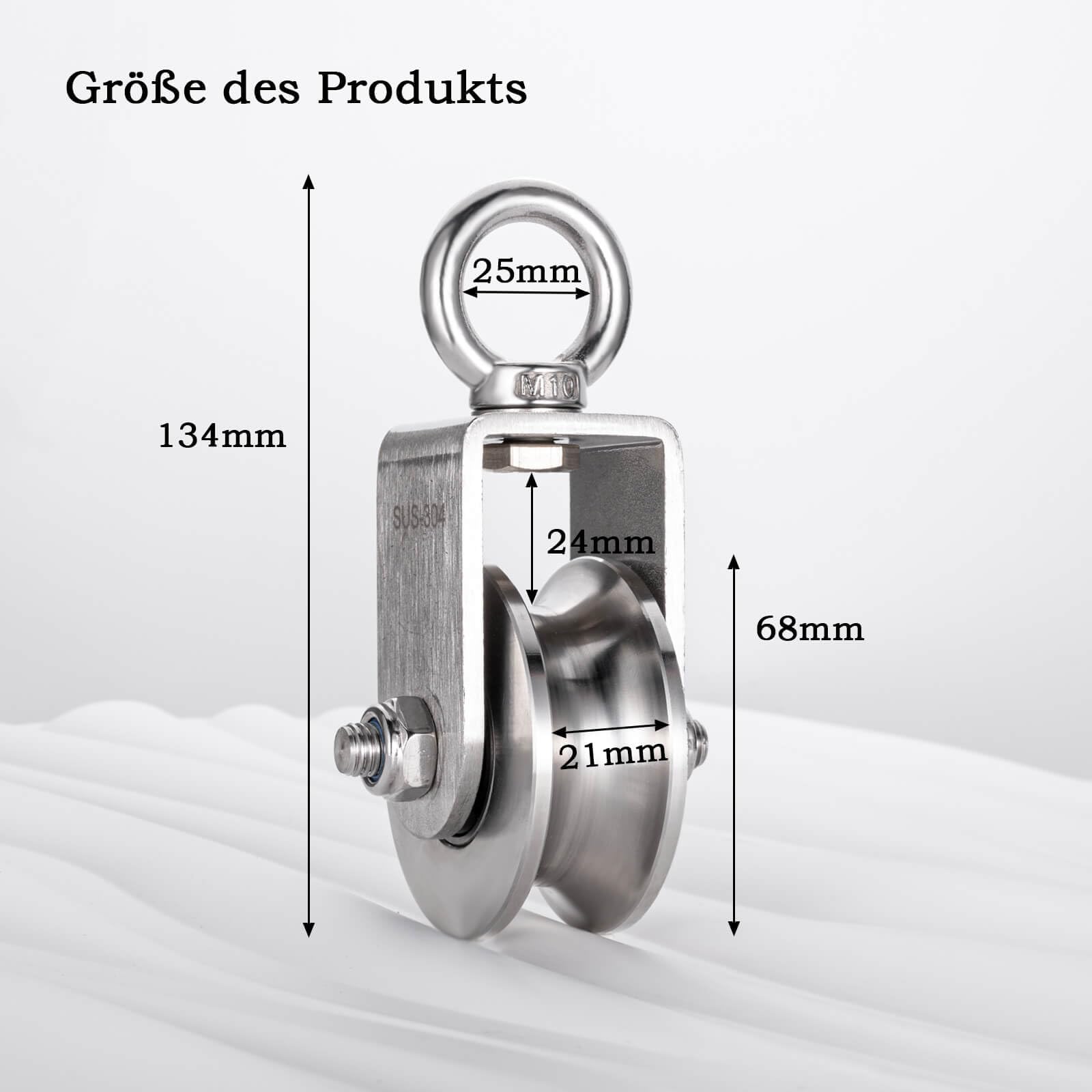 KCNOFNC Umlenkrolle 40mm Mit 2 Kugellagern - 200kg Tragkraft Mit 10m Nylonseil