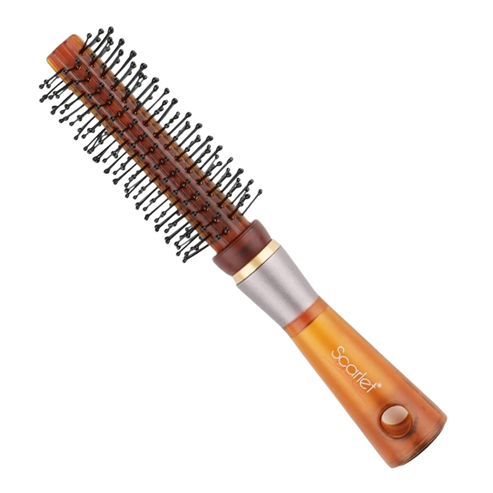 Professional Medium Round Hair Brush For Styling with Anti Slip Handle n Ball Tip Nylon Bristles for Women n Men_Brown Color-image-45