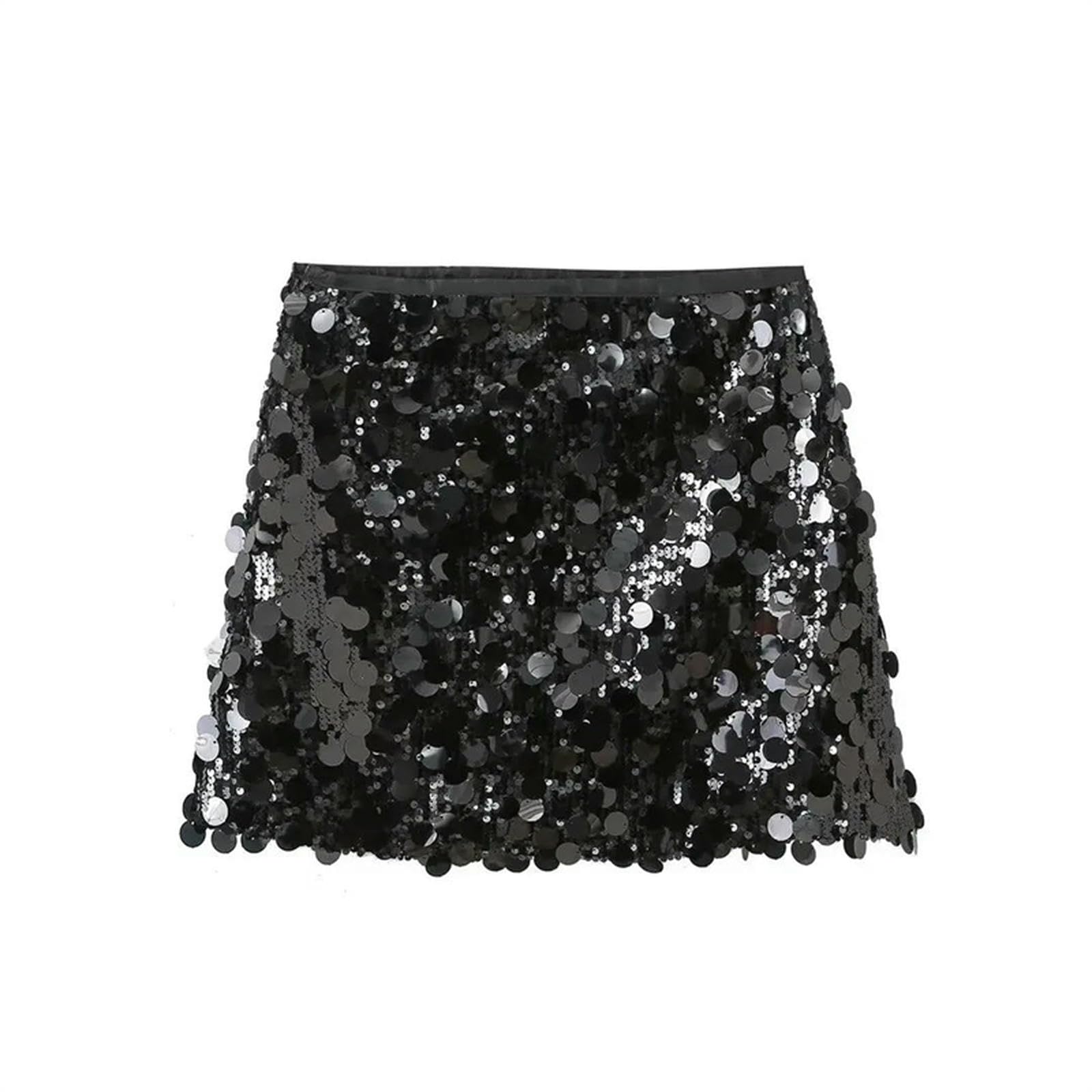 Gonna Lunga Donne Moda con Sequinedside Cerniera Mini Vintage Alta Vita Femminile Chic Gonne Donna-g-m