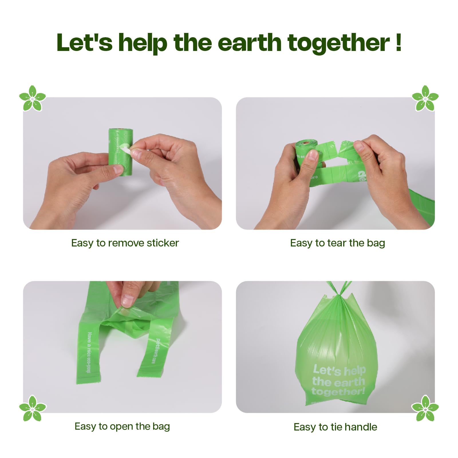 Poo Bags Dogs with Tie Handles Biodegradable Sakura Scented Poop Bags 270 Counts 18 Rolls Leak Proof and Extra Thick Waste Bags Refill Rolls for Cat Litters - Image 4