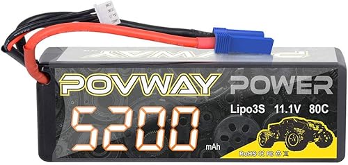 Lipo Batería 3S 5200mAh RC Batería 11.1V 80C con enchufe EC5 Hardcase para coches RC, camión RC, helicóptero, avión (5200 3S 80C- EC5 Plug Hardcase)