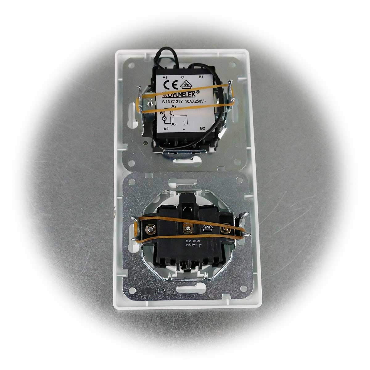 MILOS - Set Di 8 Prese Di Corrente, 2 Interruttori, Collegamento A Morsetto, 10 Componenti Da Incasso Con 1 X 2 X Telaio A 3 Posizioni Per - Foto 7