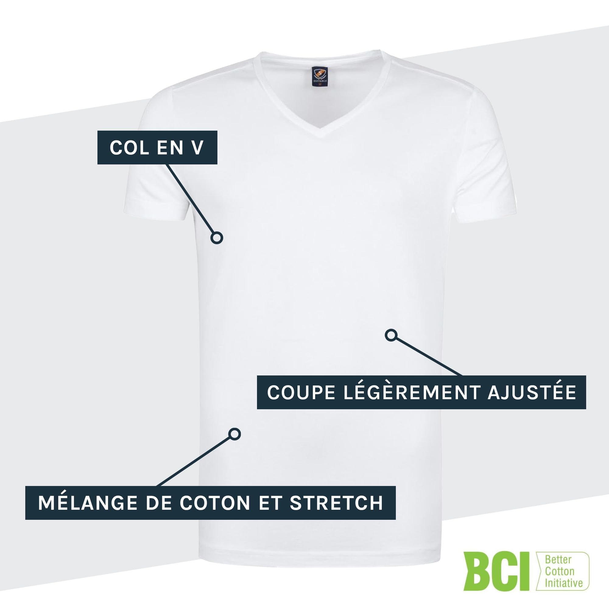 Suitable Vitasu T-Shirt Col en V Blanc 2-Pack - Hommes - Vêtements - Taille - 175-2 Vitasu Vneck