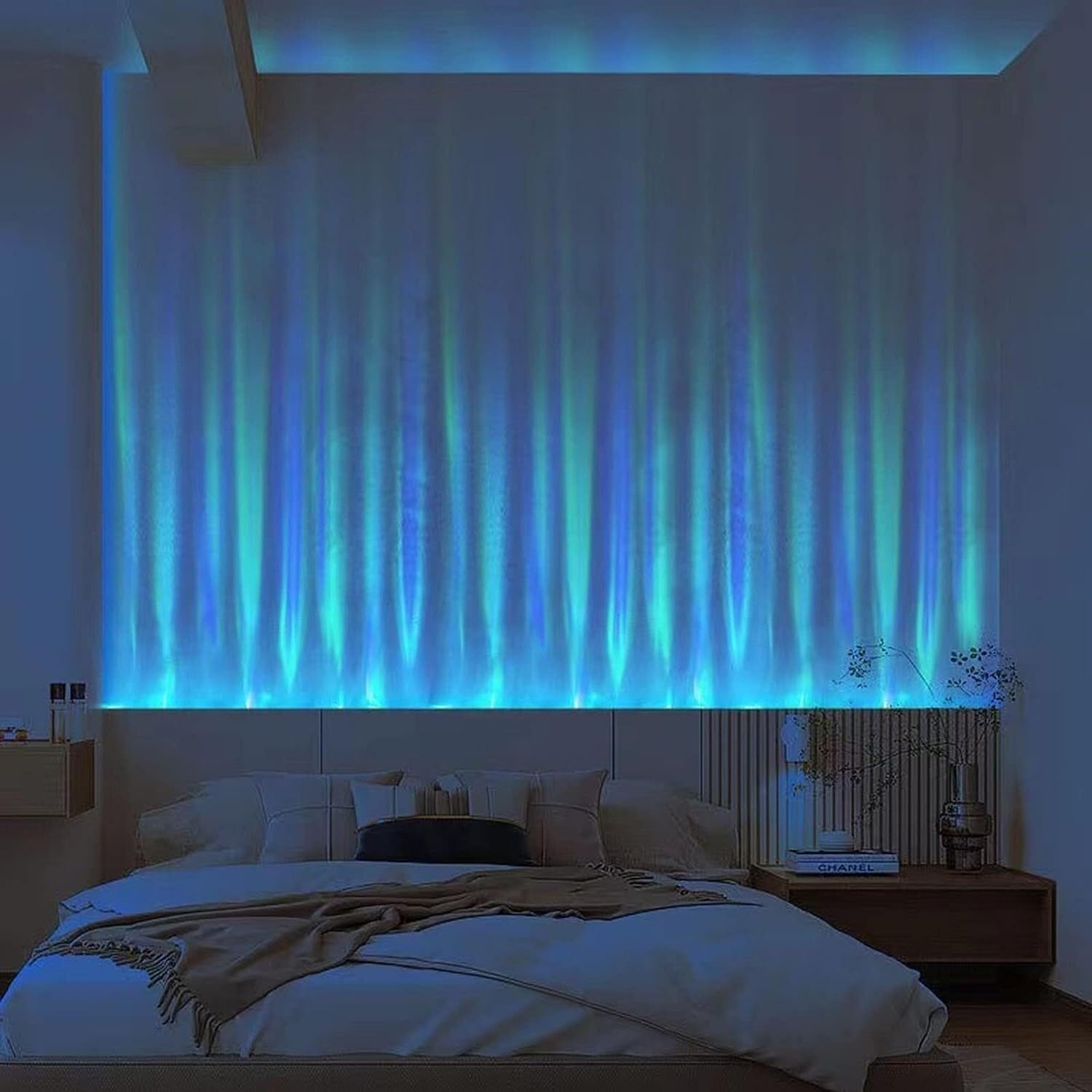 Projector Lamp, 3D Ocean Wave Lights with Remote Control LED Gaming Lights for Room,LED Light Bar for Home, Wall Light for Bedroom Ambient Lighting, Aurora Projector Lamp with 18 Dynamic Color Ocean W