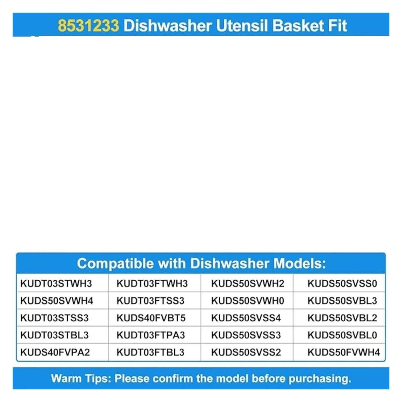 1 cesta for cubiertos for lavavajillas, Compatible con Kitchenaid,